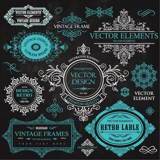 花纹边框标签,免抠元素