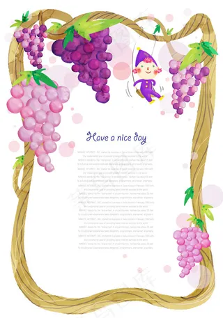 葡萄手绘边框,背景元素