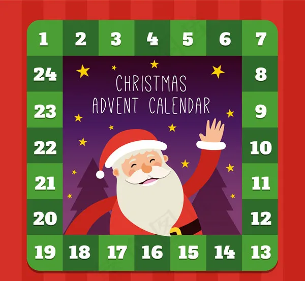 圣诞老人月历ai矢量模版下载