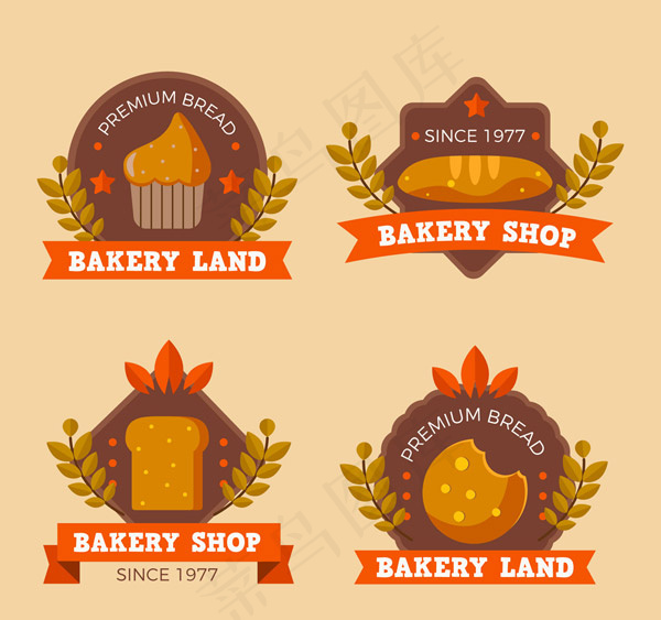 面包店标签设计,免抠元素