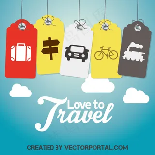 旅行标签矢量,免抠元素