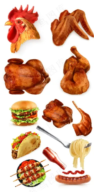 炸鸡美食矢量 炸鸡美食矢量