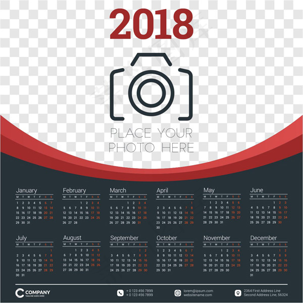 2018年全年挂历eps,ai矢量模版下载