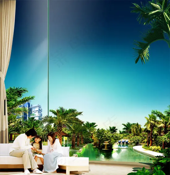 热带花园楼盘1psd模版下载