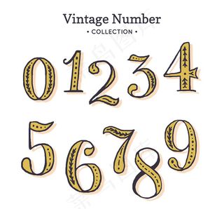 10款复古花纹数字
