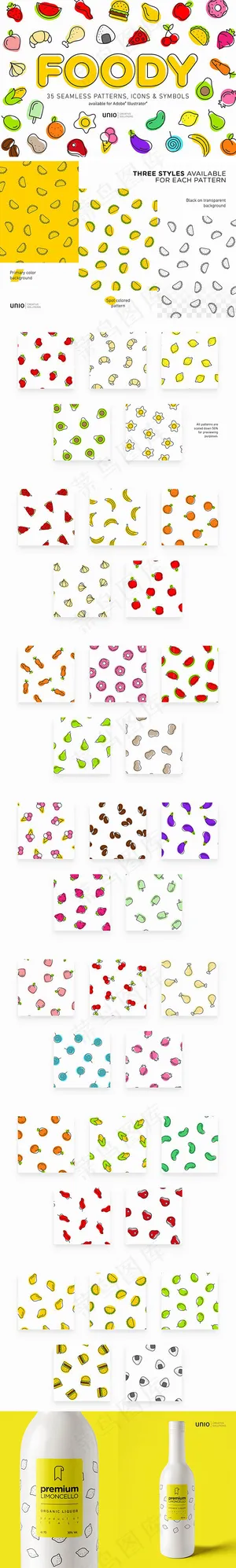 卡通食品果蔬图案