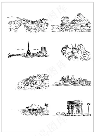 手绘建筑物