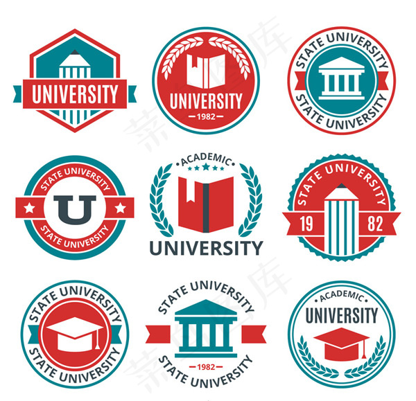 大学校园标签,免抠元素