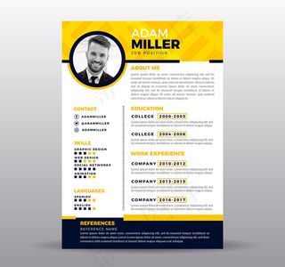 黄色单页简历