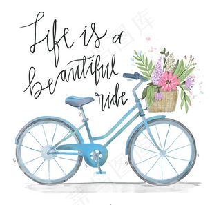 自行车隽语插画