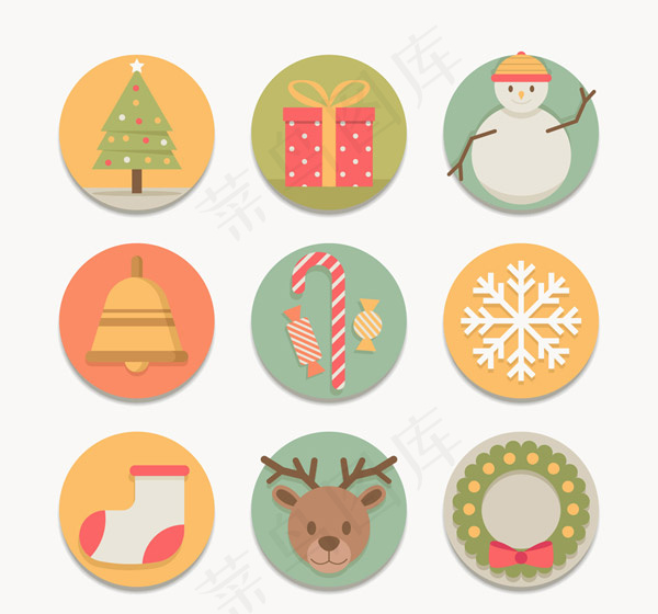 圆形圣诞节图标,免抠元素