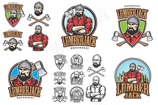 伐木工标签设计,免抠元素
