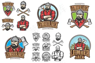 伐木工标签设计,免抠元素