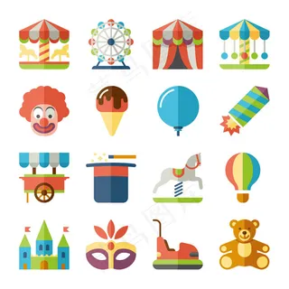 卡通游乐设施图标,免抠元素