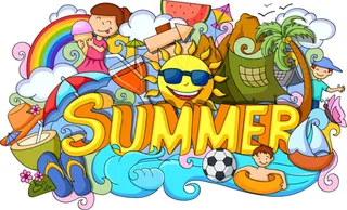 多彩的夏天插画