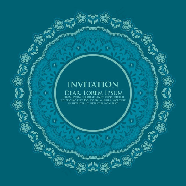 花卉圆环邀请卡