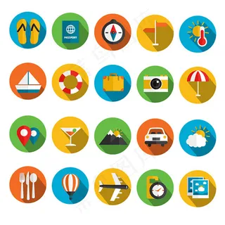 夏季度假图标,免抠元素