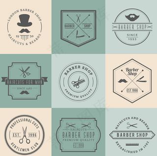 理发店标签矢量