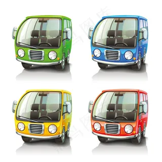 彩色小巴车矢量