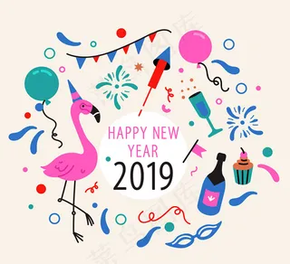 火烈鸟贺卡矢量