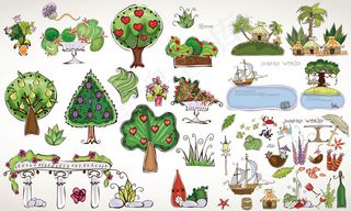 卡通树木夏天主题