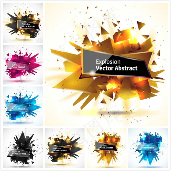 爆炸碎片抽象背景eps,ai矢量模版下载