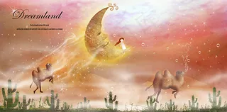 月亮上的小女孩插画