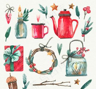 水彩绘节日元素