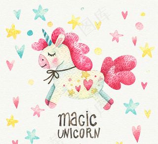 彩绘粉色独角兽