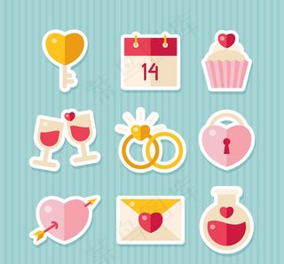 情人节贴纸矢量