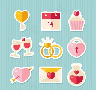 情人节贴纸矢量