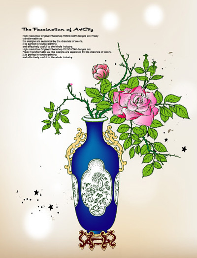矢量牡丹花瓶ai矢量模版下载