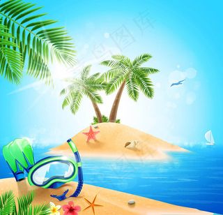 蓝色海洋风景海报