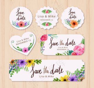 花朵婚礼标签,免抠元素