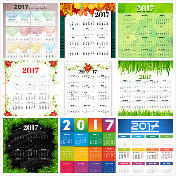 精美2017年日历eps,ai矢量模版下载