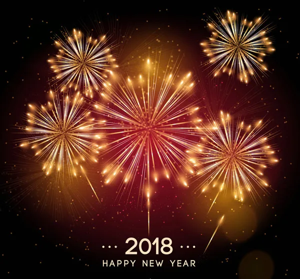 2018灿烂烟花贺卡ai矢量模版下载