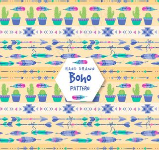 羽毛和盆栽无缝背景