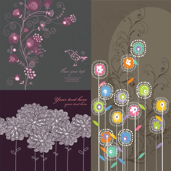 传统线描花纹eps,ai矢量模版下载