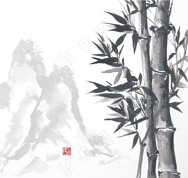 中国风元素绘画ai矢量模版下载