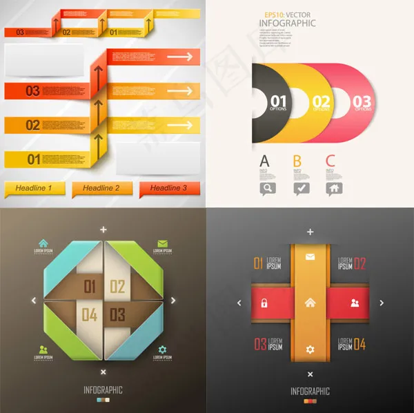 潮流彩色标贴eps,ai矢量模版下载