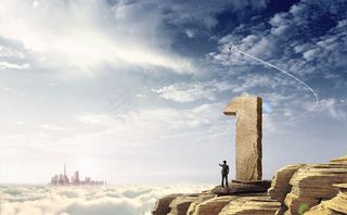 手指向远方的人