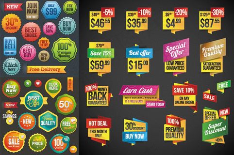 炫彩多款标签图标,免抠元素