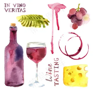 水彩红酒插画 水彩红酒插画