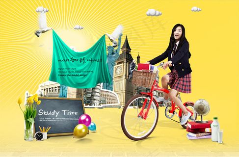 骑着自行车的女生