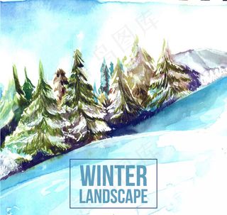 冬季雪山松林风景