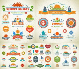 暑假图标矢量,免抠元素