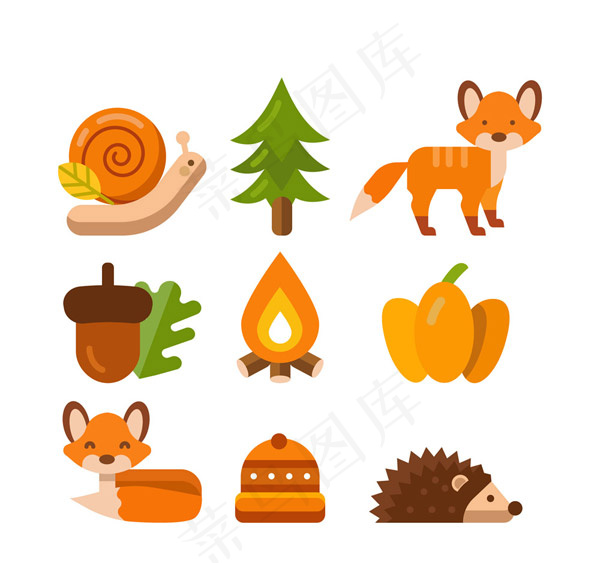 秋季森林动植物
