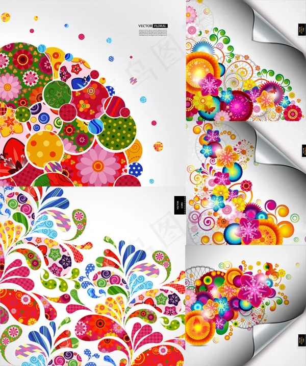 梦幻时尚花纹eps,ai矢量模版下载
