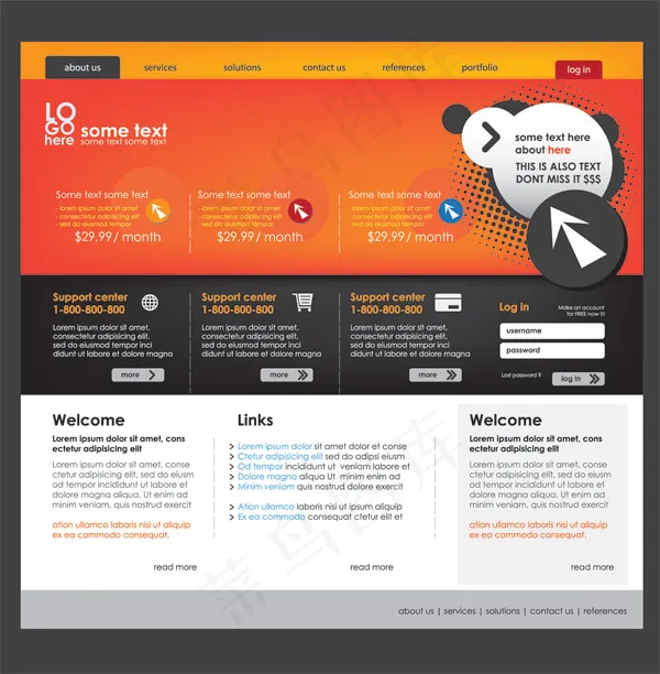 企业网页模板eps,ai矢量模版下载