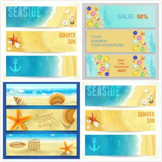 时尚海滩沙滩条幅